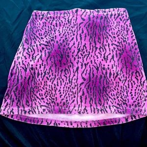 Purple Leopard Print Mini Skirt Sz xs